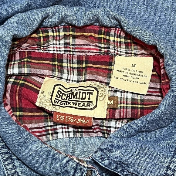 CE Schmidt Workwear Fit For Her Womens Medium Blue Denim Button Front Shirt - Picture 6 of 12